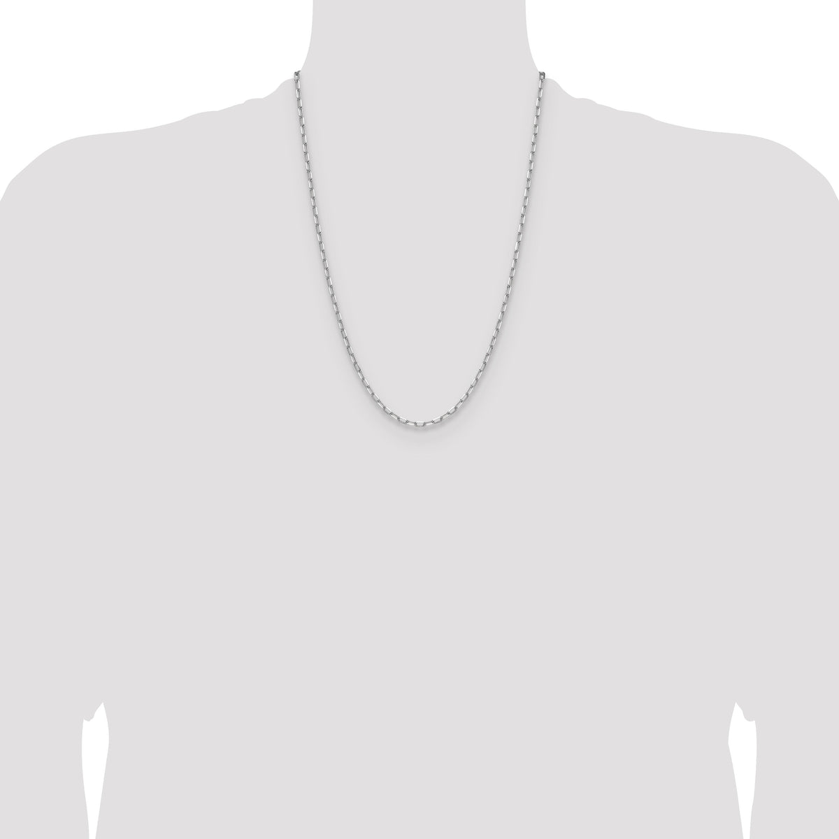 14k White Gold 3.0mm Solid Beveled Paperclip Chain-PEN343W-24