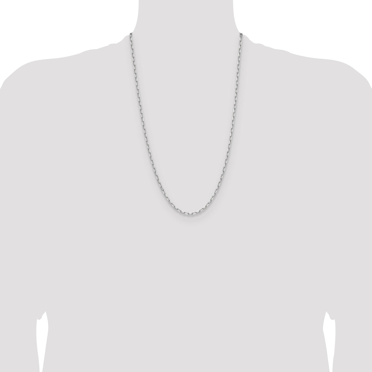 14k White Gold 3.0mm Solid Beveled Paperclip Chain-PEN343W-26