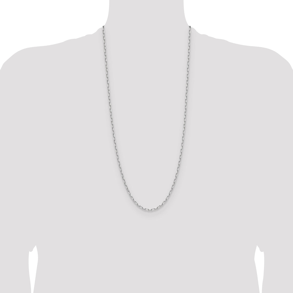 14k White Gold 3.0mm Solid Beveled Paperclip Chain-PEN343W-30
