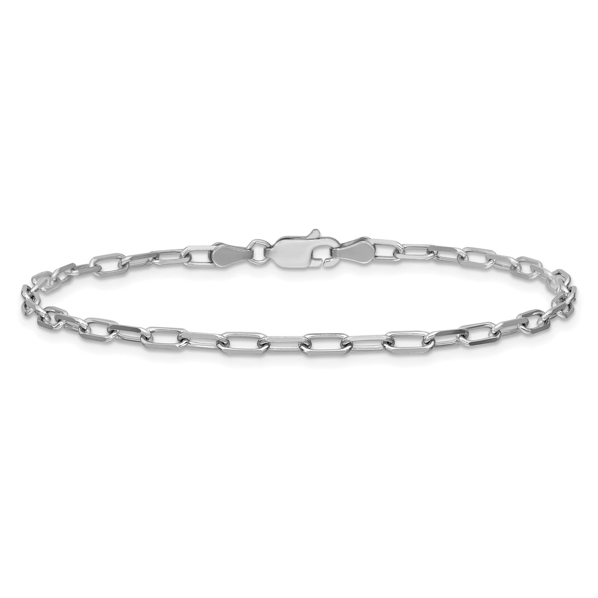 14k White Gold 3.0mm Solid Beveled Paperclip Chain-PEN343W-8