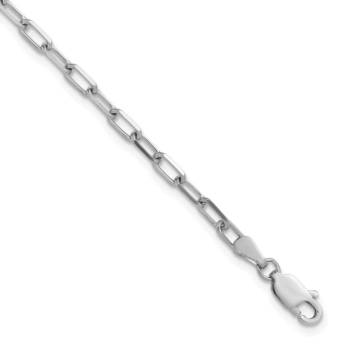 14k White Gold 3.0mm Solid Beveled Paperclip Chain-PEN343W-8