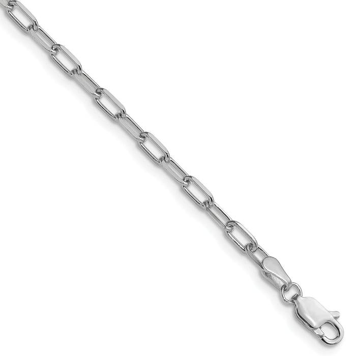 14k White Gold 3.0mm Solid Beveled Paperclip Chain-PEN343W-18