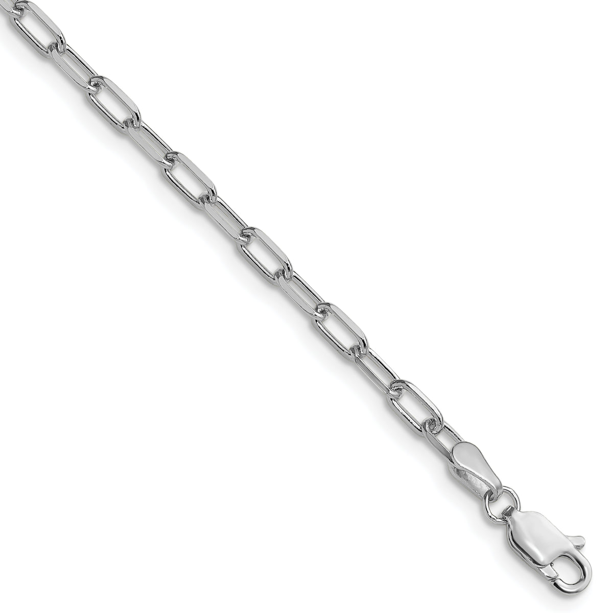 14k White Gold 3.0mm Solid Beveled Paperclip Chain-PEN343W-20