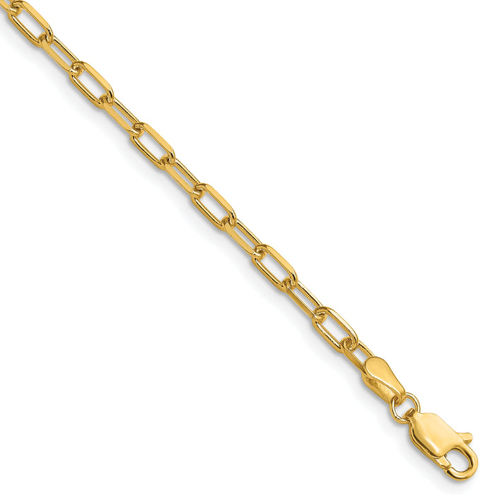 14k 3.0mm Solid Beveled Paperclip Chain-PEN343-18