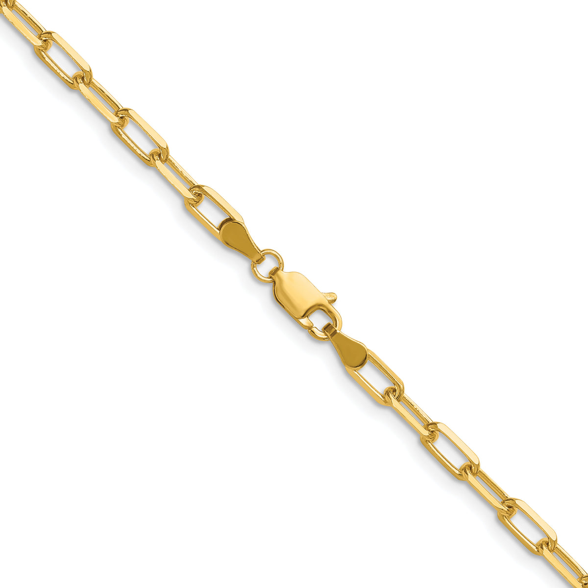 14k 3.5mm Solid Beveled Paperclip Chain-PEN344-24