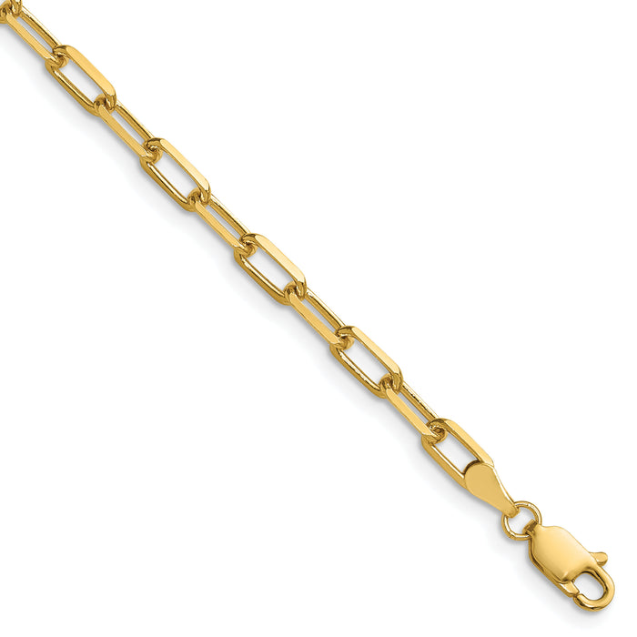 14k 3.5mm Solid Beveled Paperclip Chain-PEN344-7