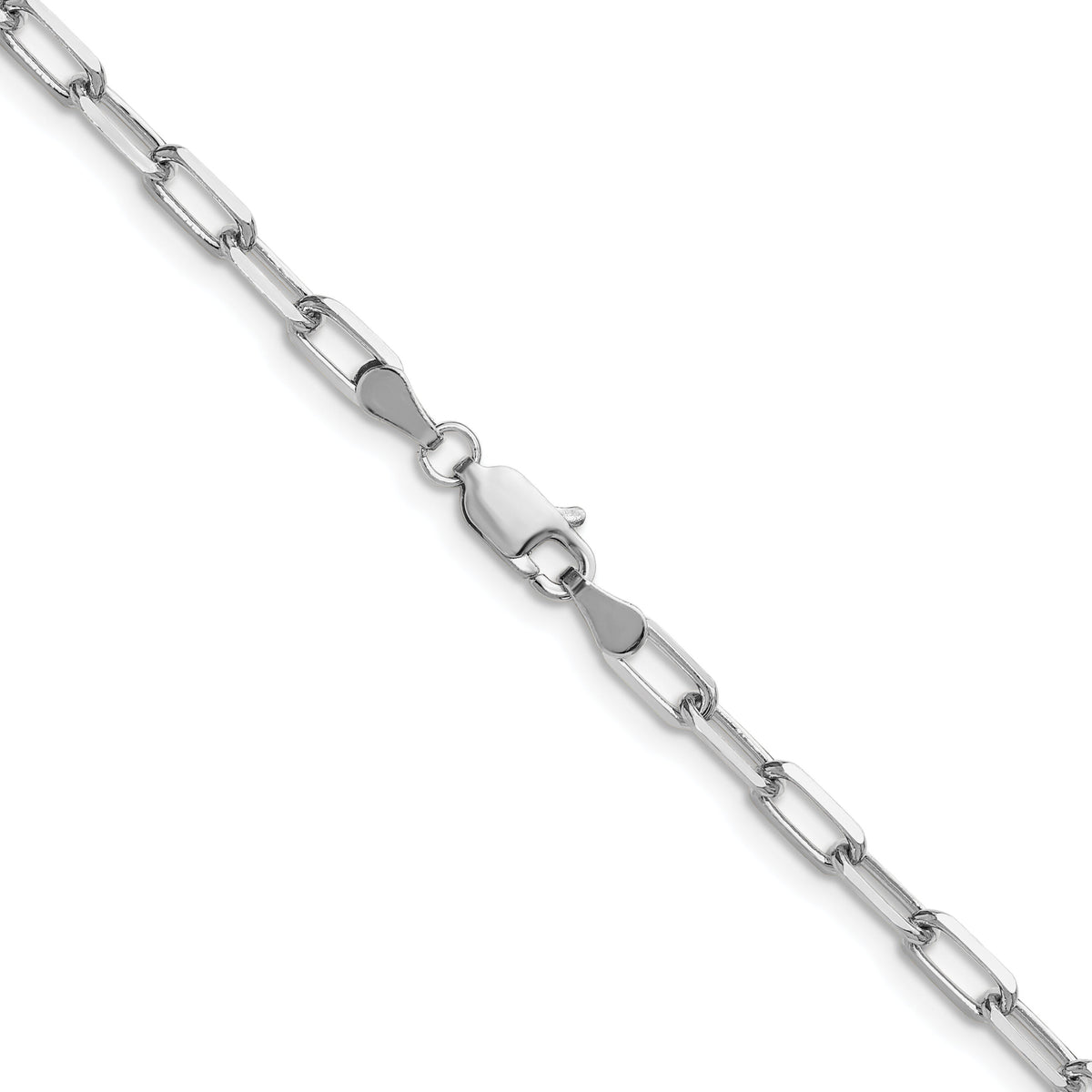 14k White Gold 3.5mm Solid Beveled Paperclip Chain-PEN344W-18