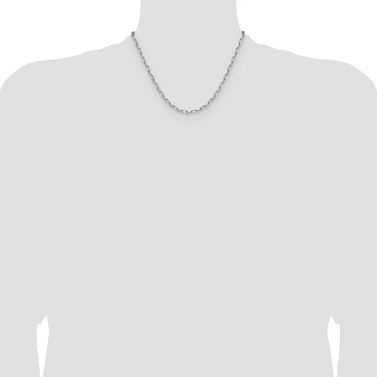 14k White Gold 3.5mm Solid Beveled Paperclip Chain-PEN344W-18