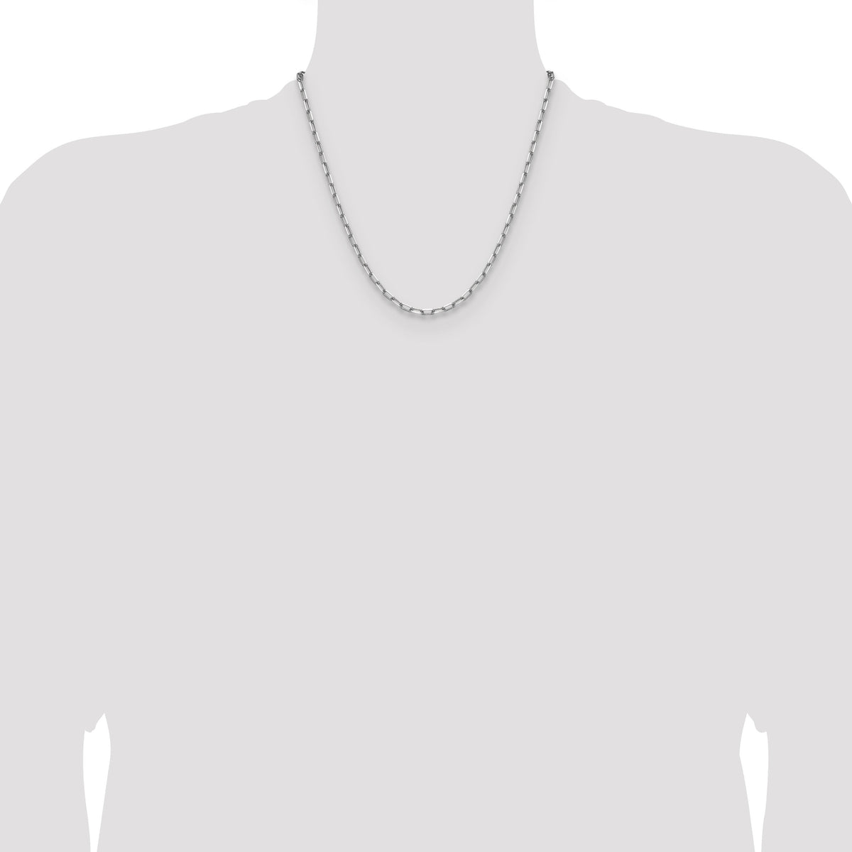 14k White Gold 3.5mm Solid Beveled Paperclip Chain-PEN344W-20