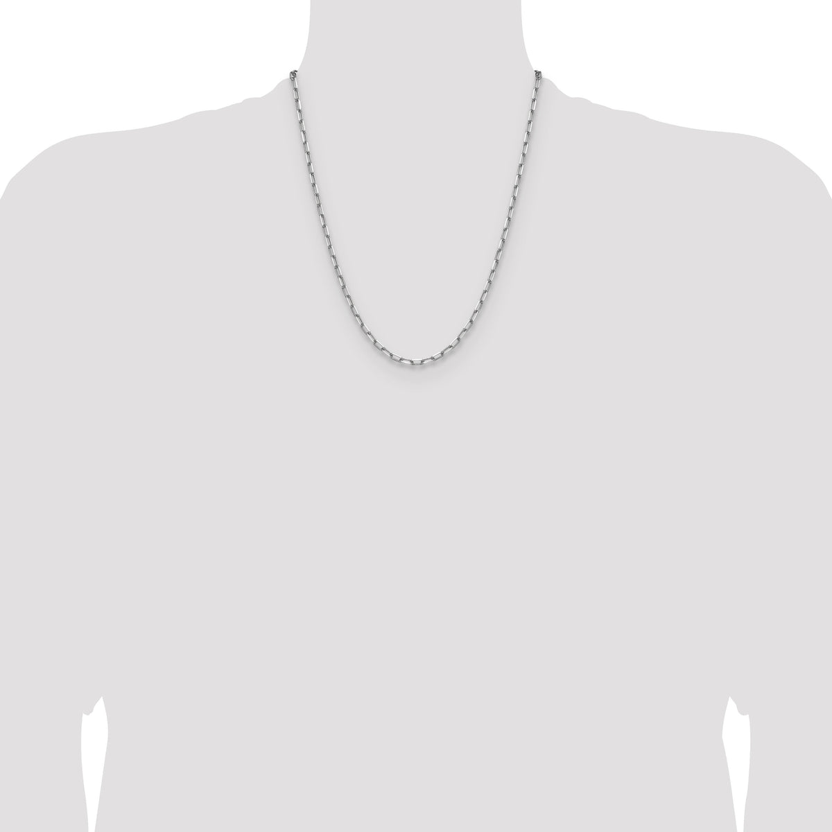 14k White Gold 3.5mm Solid Beveled Paperclip Chain-PEN344W-22