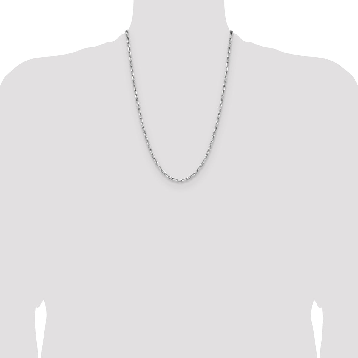 14k White Gold 3.5mm Solid Beveled Paperclip Chain-PEN344W-24