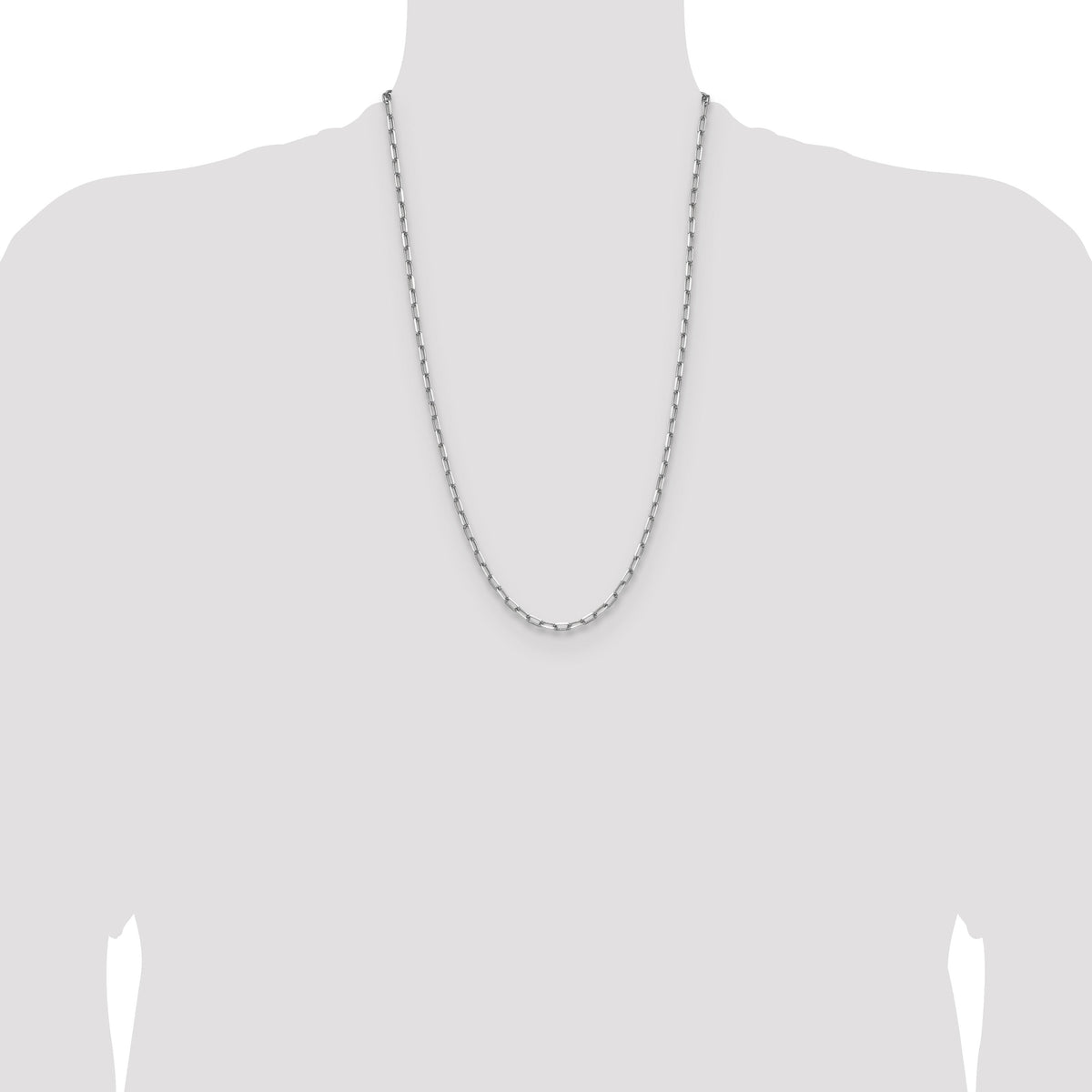 14k White Gold 3.5mm Solid Beveled Paperclip Chain-PEN344W-26