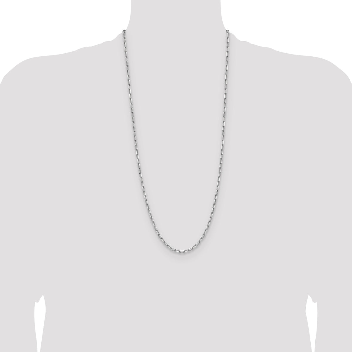14k White Gold 3.5mm Solid Beveled Paperclip Chain-PEN344W-30