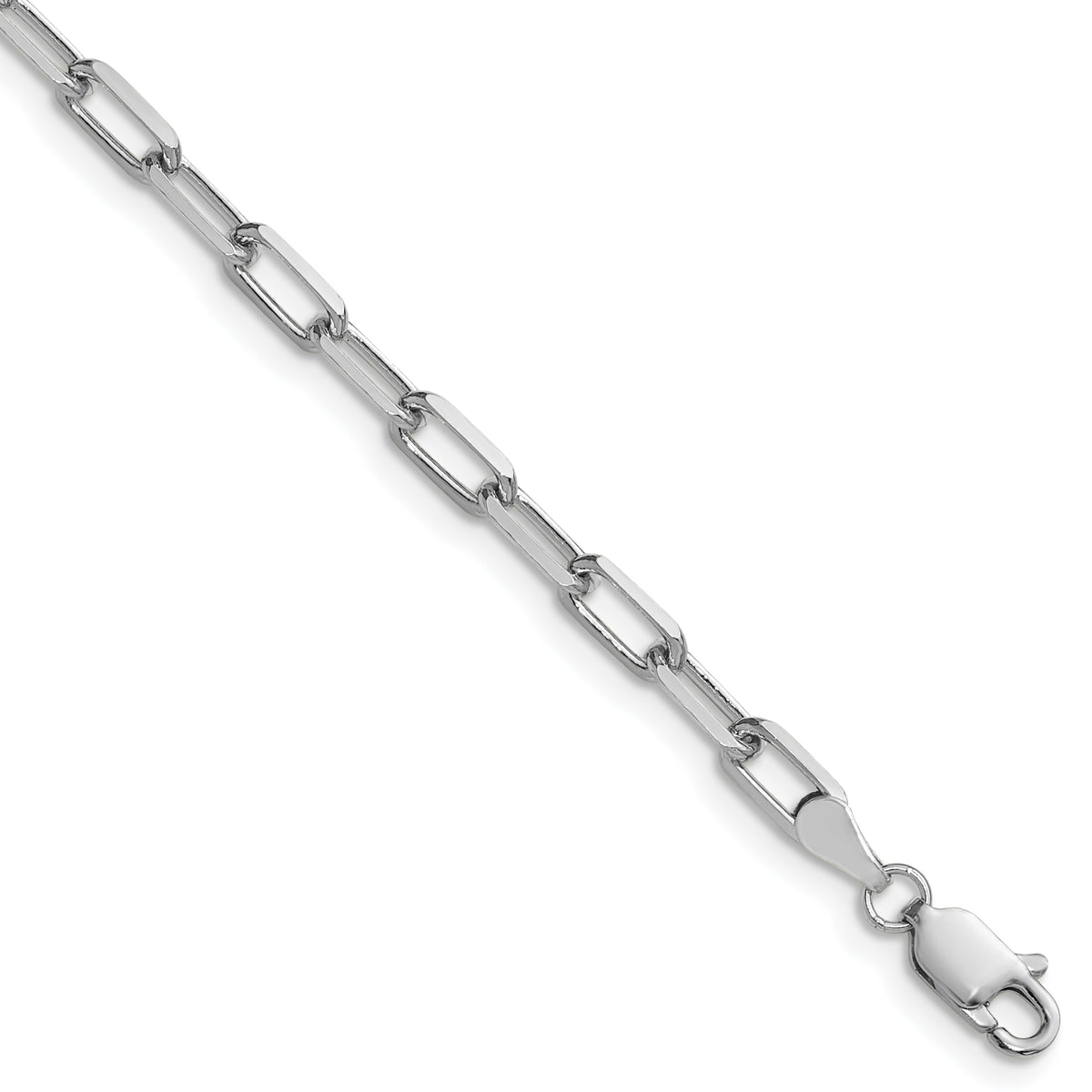 14k White Gold 3.5mm Solid Beveled Paperclip Chain-PEN344W-18