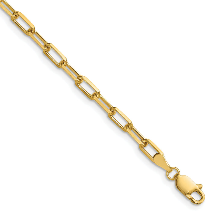 14k 3.5mm Solid Beveled Paperclip Chain-PEN344-22
