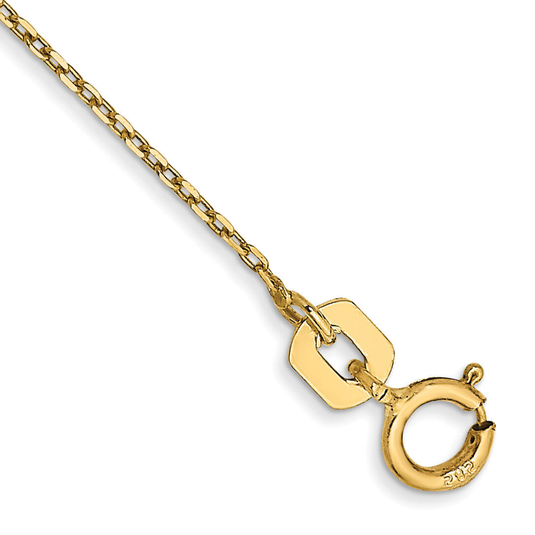 14k .8mm D/C Cable with Spring Ring Clasp Chain Anklet-PEN41-10