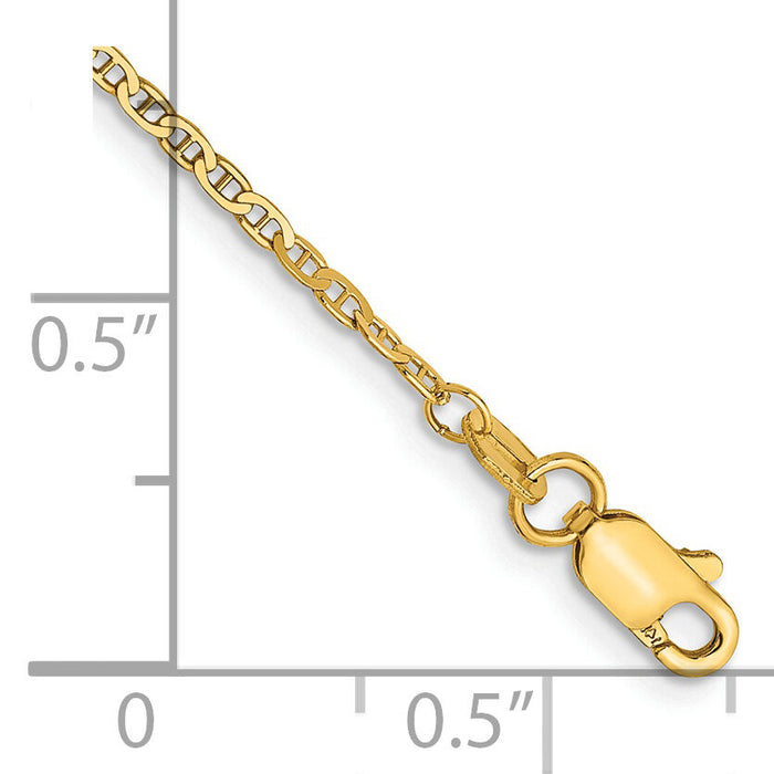14k 1.5mm Lightweight Flat Anchor Link Chain Anklet-PEN50-9