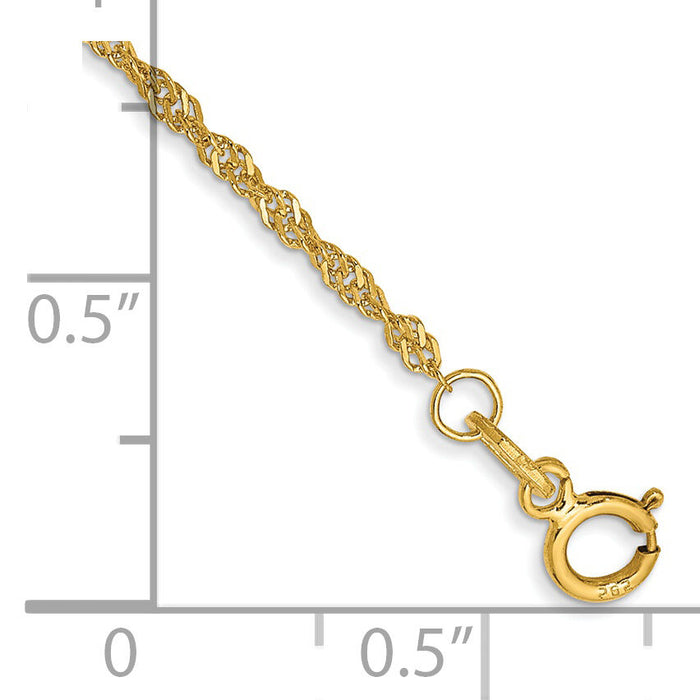 14k 1.4mm Singapore Chain Anklet-PEN52-9