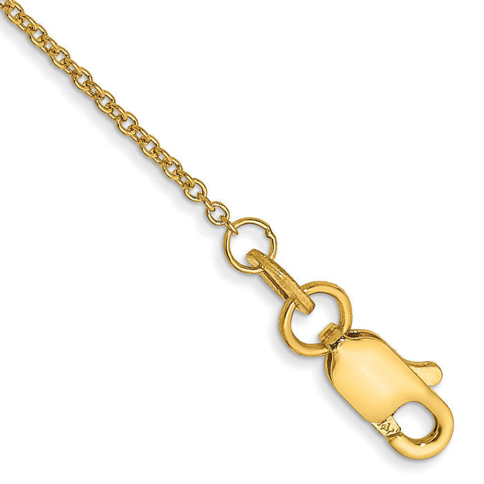14k 1mm Round Open Link Cable Chain Anklet-PEN53-10
