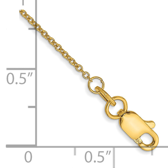 14k 1mm Round Open Link Cable Chain Anklet-PEN53-9