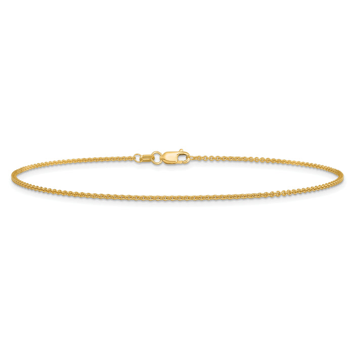 14k 1.4mm Round Open Link Cable Chain Anklet-PEN54-10