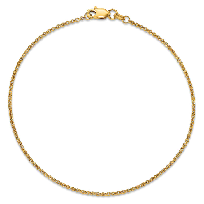 14k 1.4mm Round Open Link Cable Chain Anklet-PEN54-9