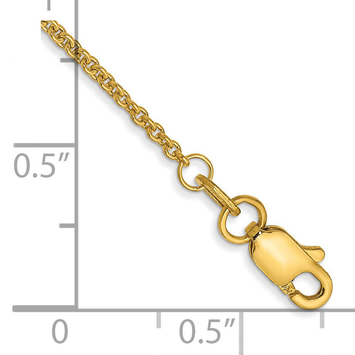 14k 1.4mm Round Open Link Cable Chain Anklet-PEN54-9