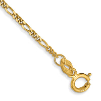 14k 1.25mm Flat Figaro Chain Anklet-PEN7-9