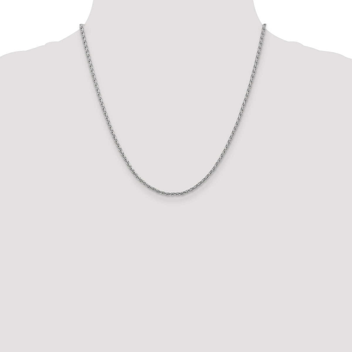 14k White Gold 2.25mm Parisian Wheat Chain-PEN72-20
