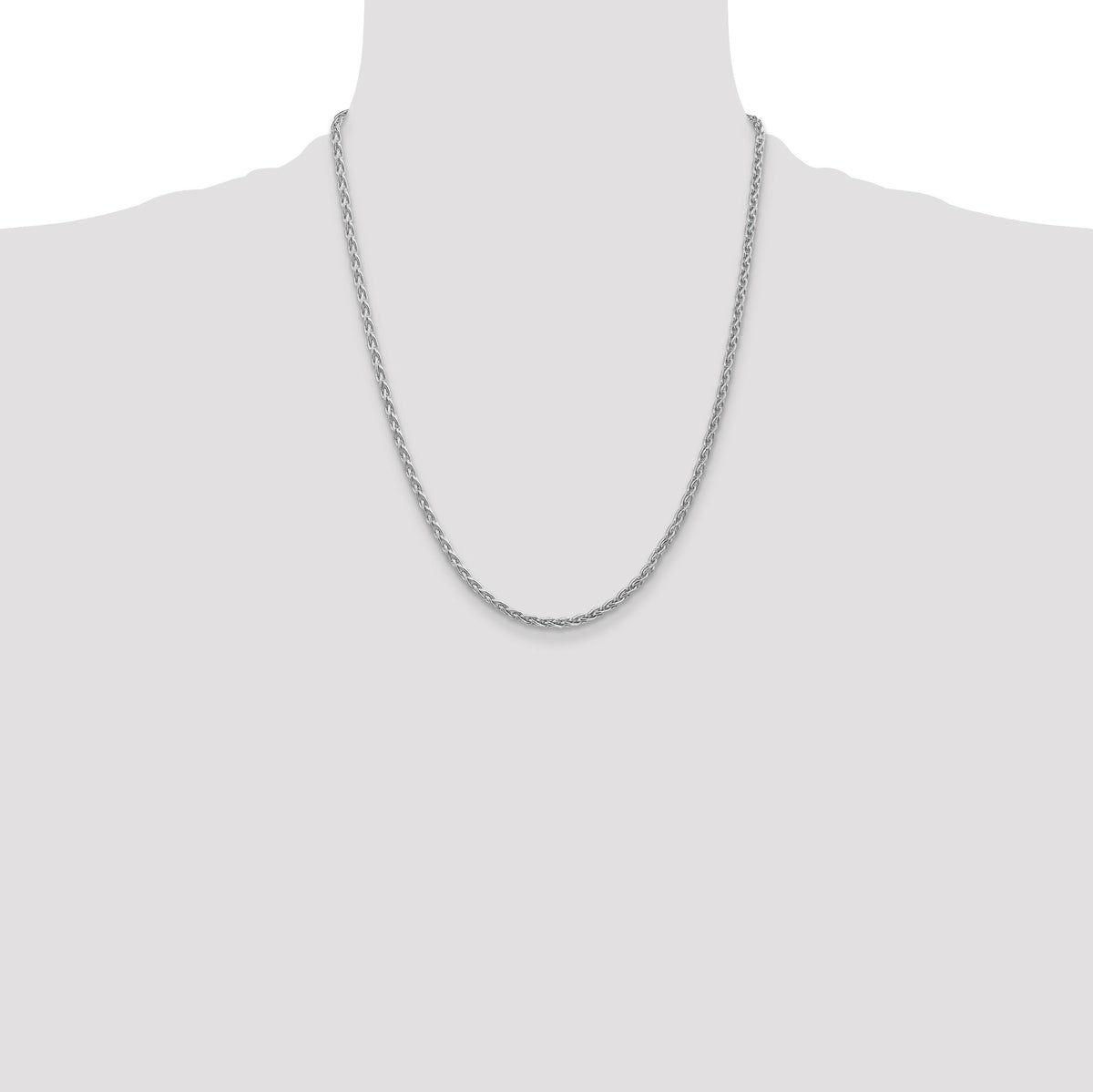 14k White Gold 3mm Parisian Wheat Chain-PEN73-22