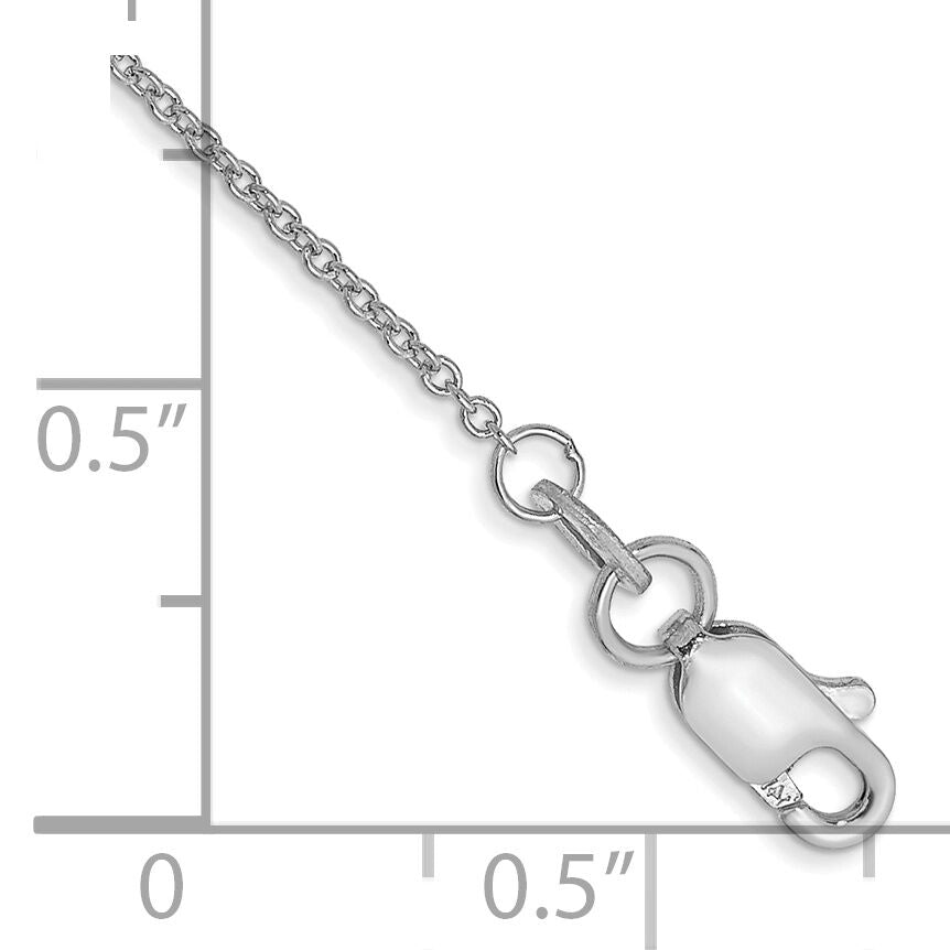 14k White Gold 1mm Round Open Link Cable Chain Anklet-PEN74-9