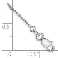 14k White Gold 1mm Round Open Link Cable Chain Anklet-PEN74-9