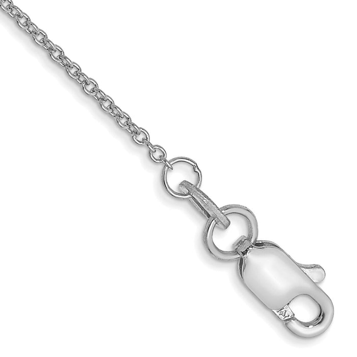 14k White Gold 1mm Round Open Link Cable Chain Anklet-PEN74-10
