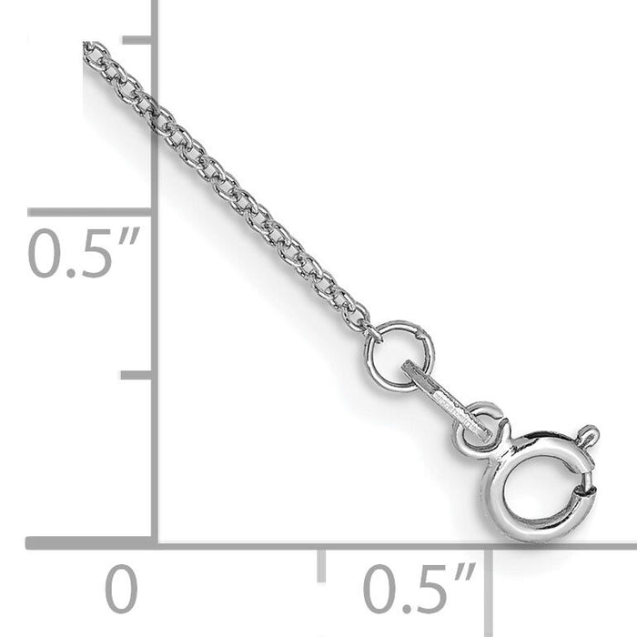 14k White Gold .9mm Cable with Spring Ring Clasp Chain Anklet-PEN75-10