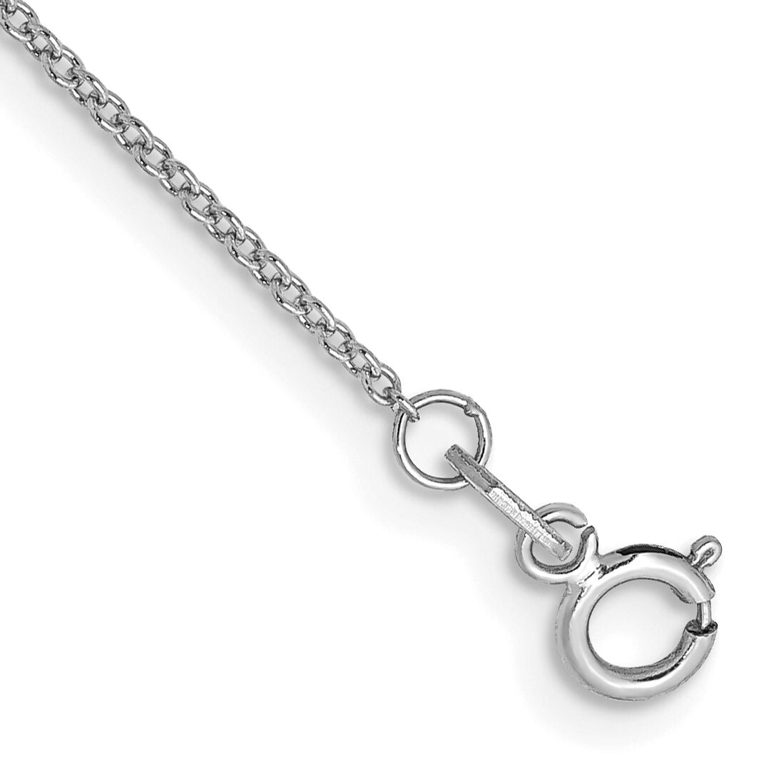 14k White Gold .9mm Cable with Spring Ring Clasp Chain Anklet-PEN75-10