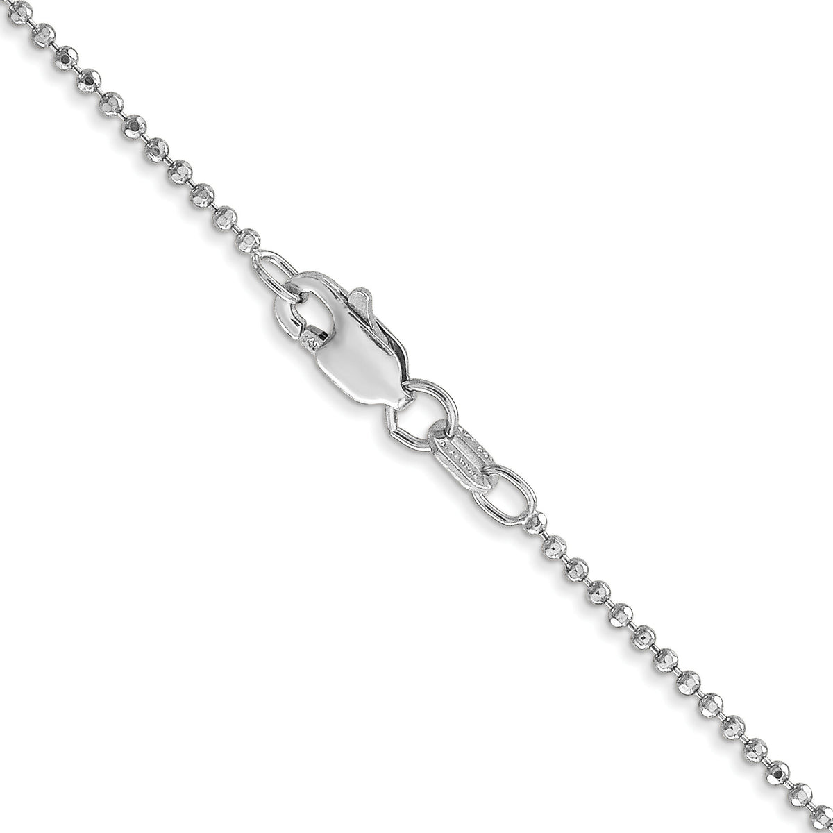 14k White Gold 1.2mm D/C Beaded Pendant Chain-PEN79-14