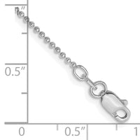 14k White Gold 1.2mm D/C Beaded Chain Anklet-PEN79-9