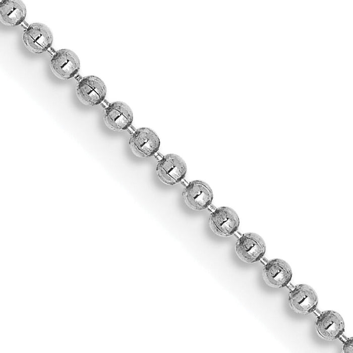 14k White Gold 1.2mm D/C Beaded Pendant Chain-PEN79-16