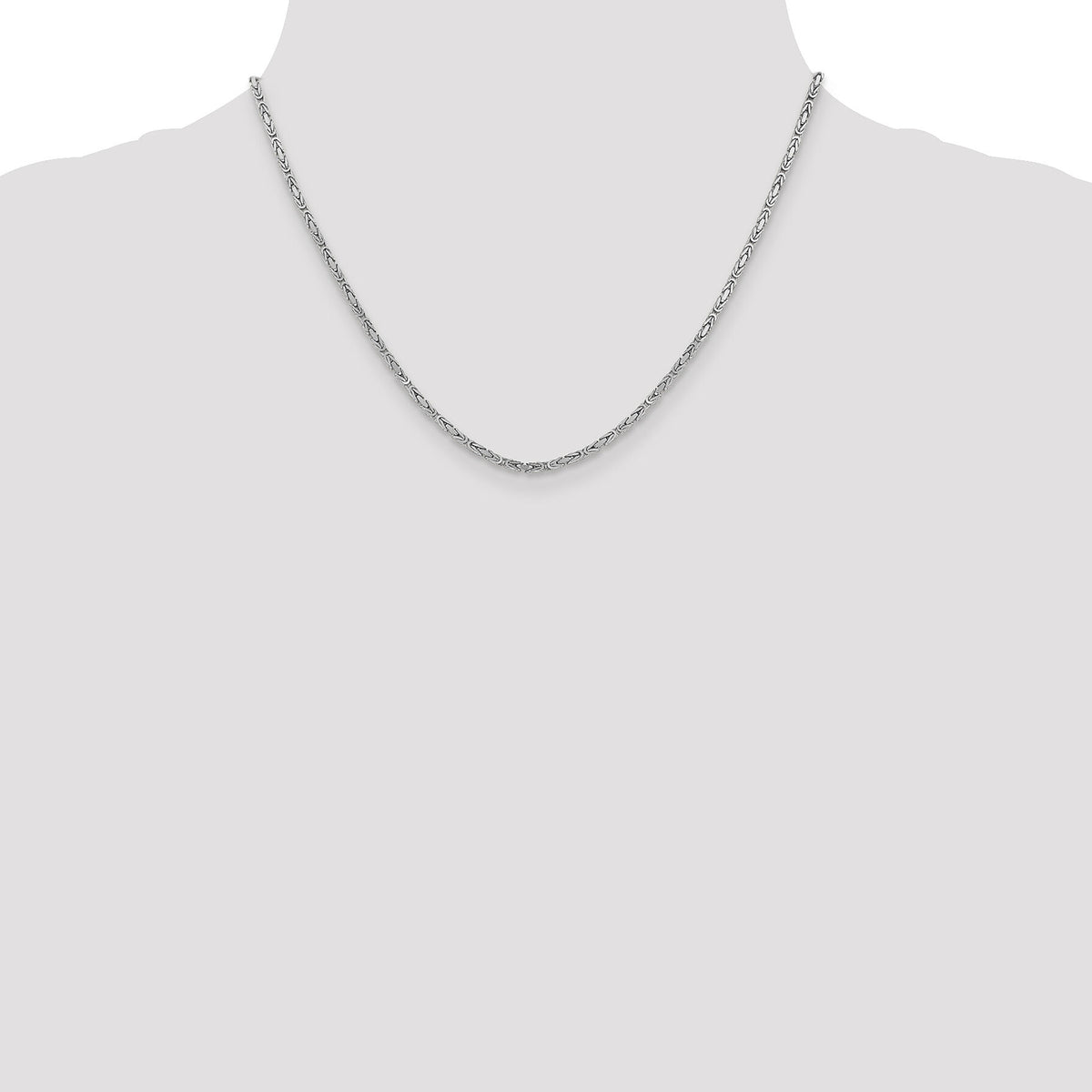 14k White Gold 2mm Byzantine Chain-PEN84-18