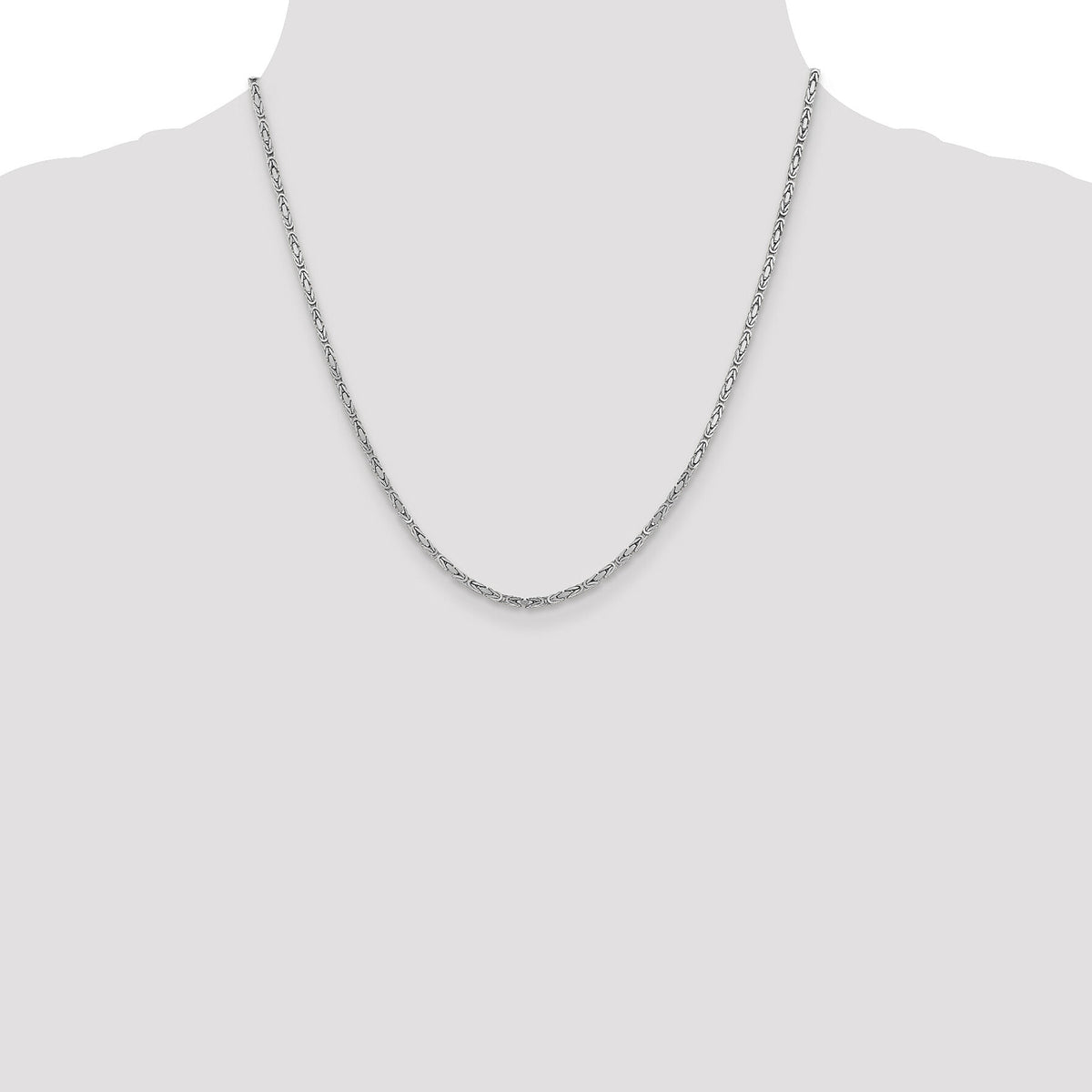 14k White Gold 2mm Byzantine Chain-PEN84-20