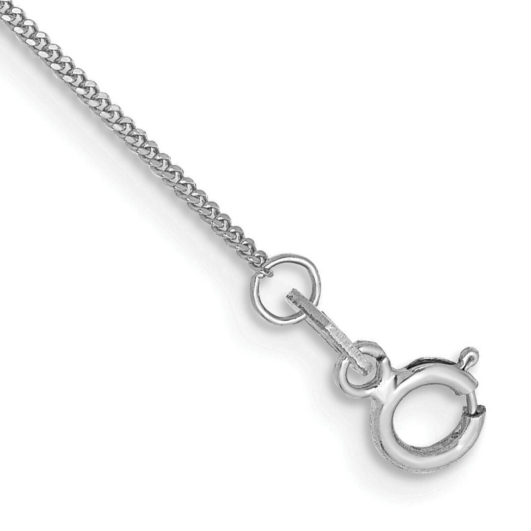 14k White Gold .9mm Curb Chain Anklet-PEN99-10