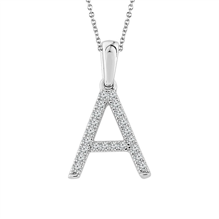 Diamond "A" Initial Pendant 14k White Gold-PF7068SCW4BC