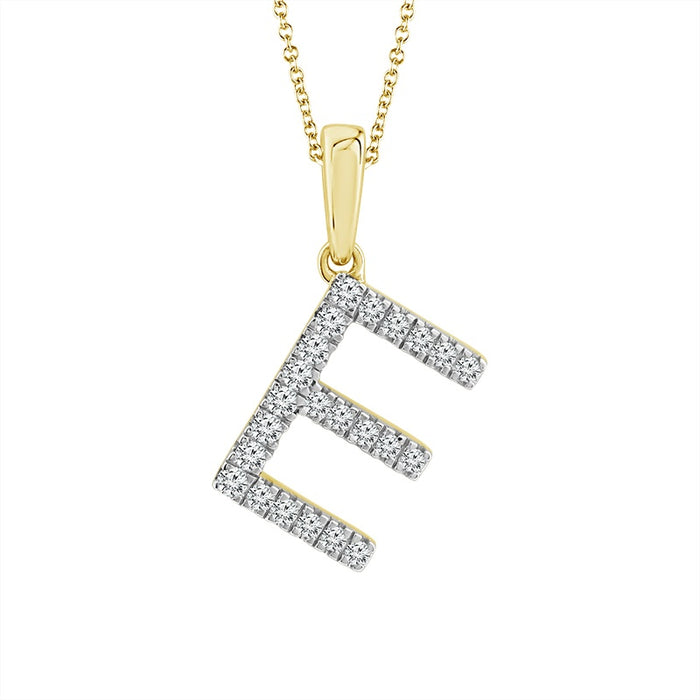Diamond "E" Initial Pendant 14k Yellow Gold-PF7320SCY4BC