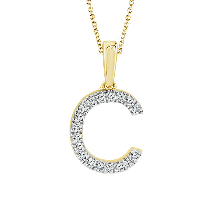 Diamond "C" Initial Pendant 14k Yellow Gold-PF7450SCY4BC