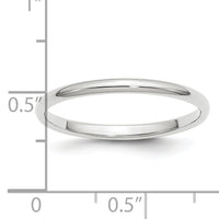 Platinum 2mm Half-Round Wedding Band-PHR020