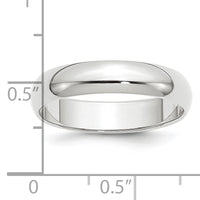 Platinum 5mm Half-Round Wedding Band-PHR050