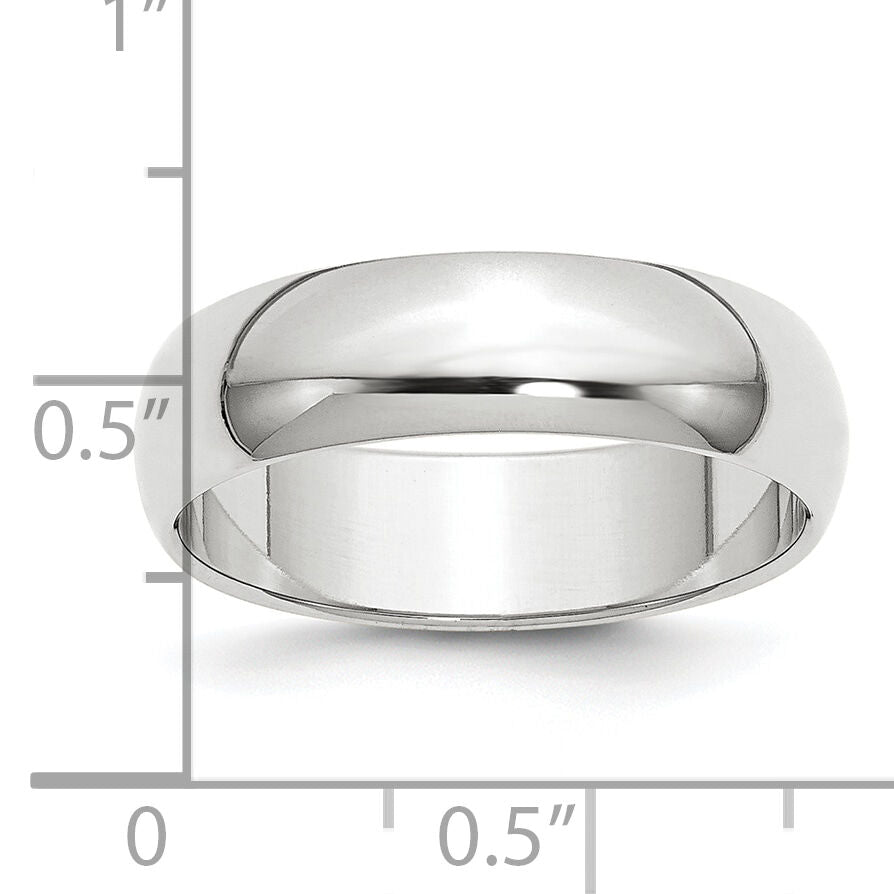 Platinum 6mm Half-Round Wedding Band-PHR060