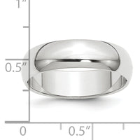 Platinum 6mm Half-Round Wedding Band-PHR060
