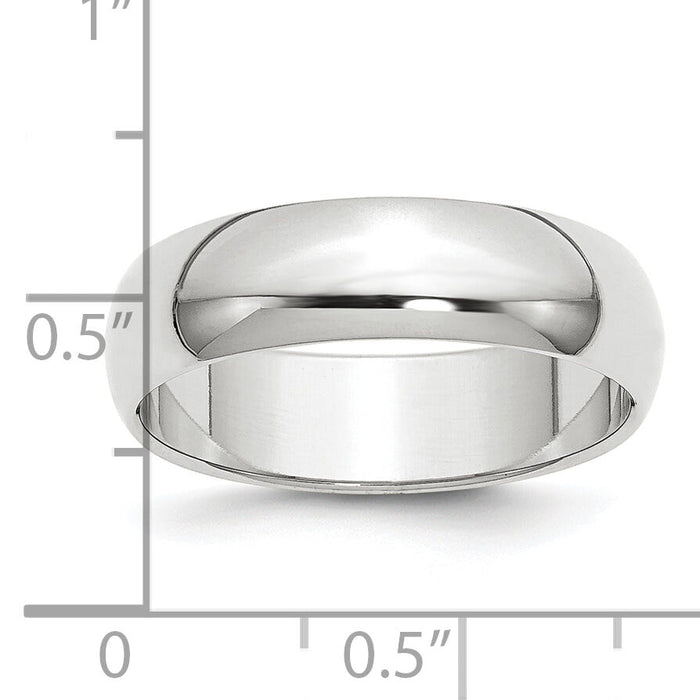 Platinum 6mm Half-Round Wedding Band-PHR060