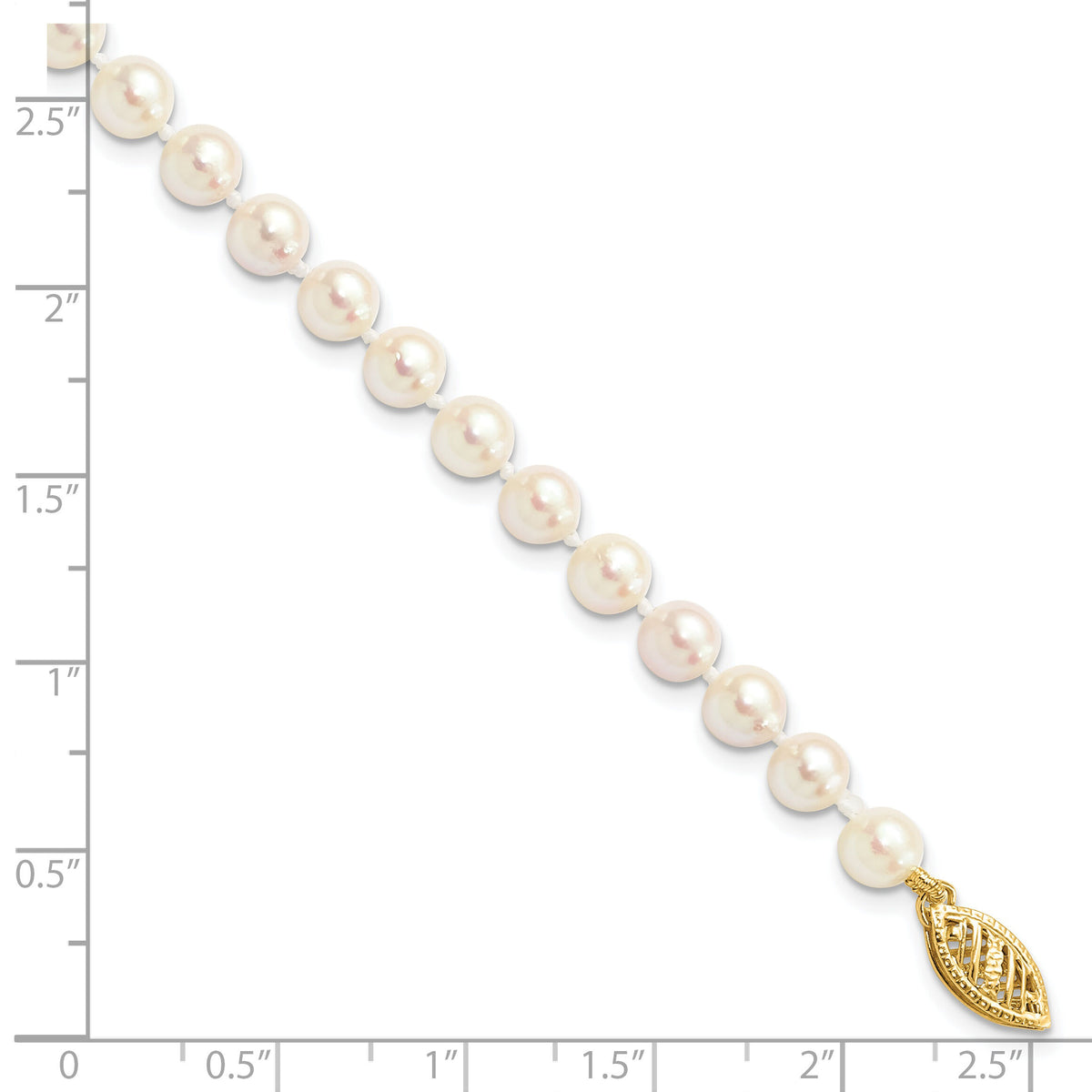 14k 5-6mm Round White Saltwater Akoya Cultured Pearl Bracelet-PL50A-7